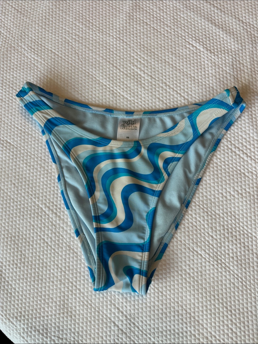 Wild Fable Blue Retro Swirl High Cut Bikini Bottom XS Y2K